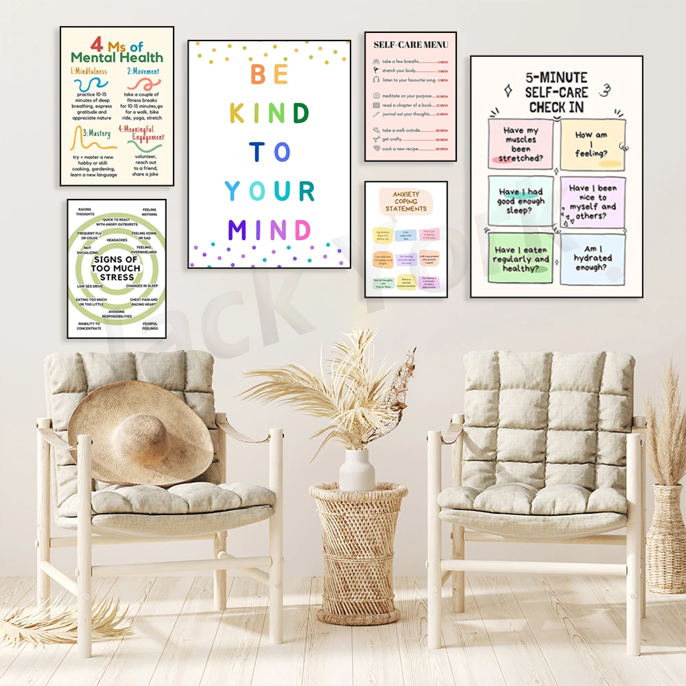 Self Care Check In Poster, Men - Therapy Health And Wellness reseña y precio
