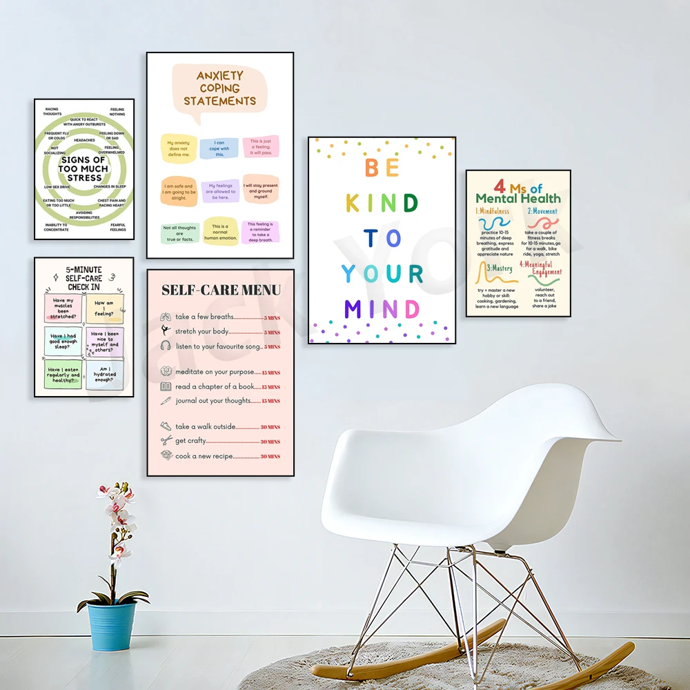 Self Care Check In Poster, Men - Therapy Health And Wellness reseña y precio